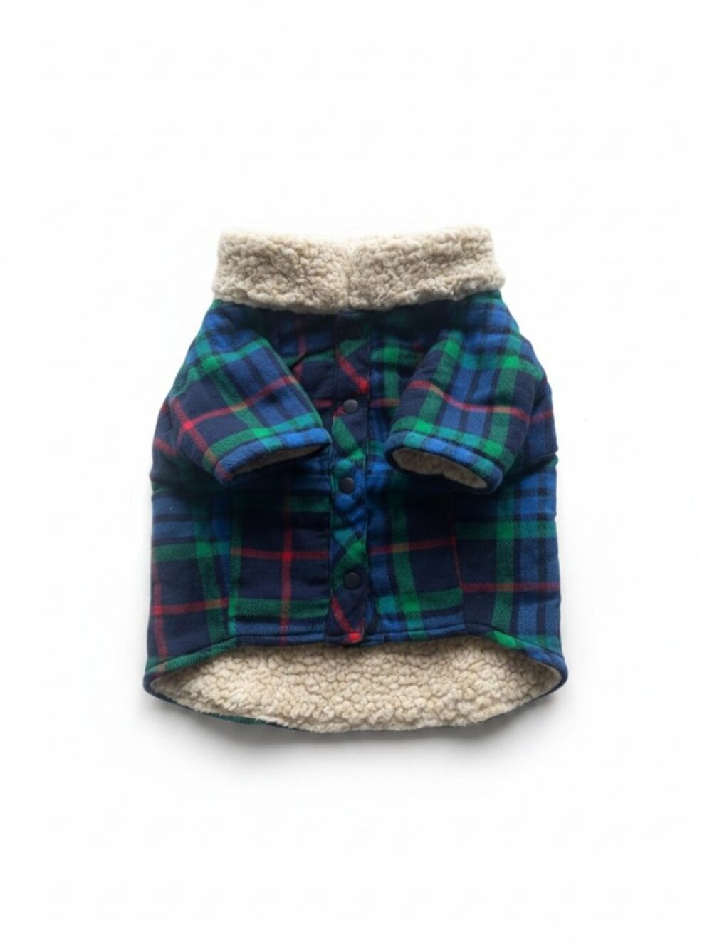 Aerie OFFLEASH Puppy Flannel Shirt Small Plaid Sherpa Lined Dog Coat NWT